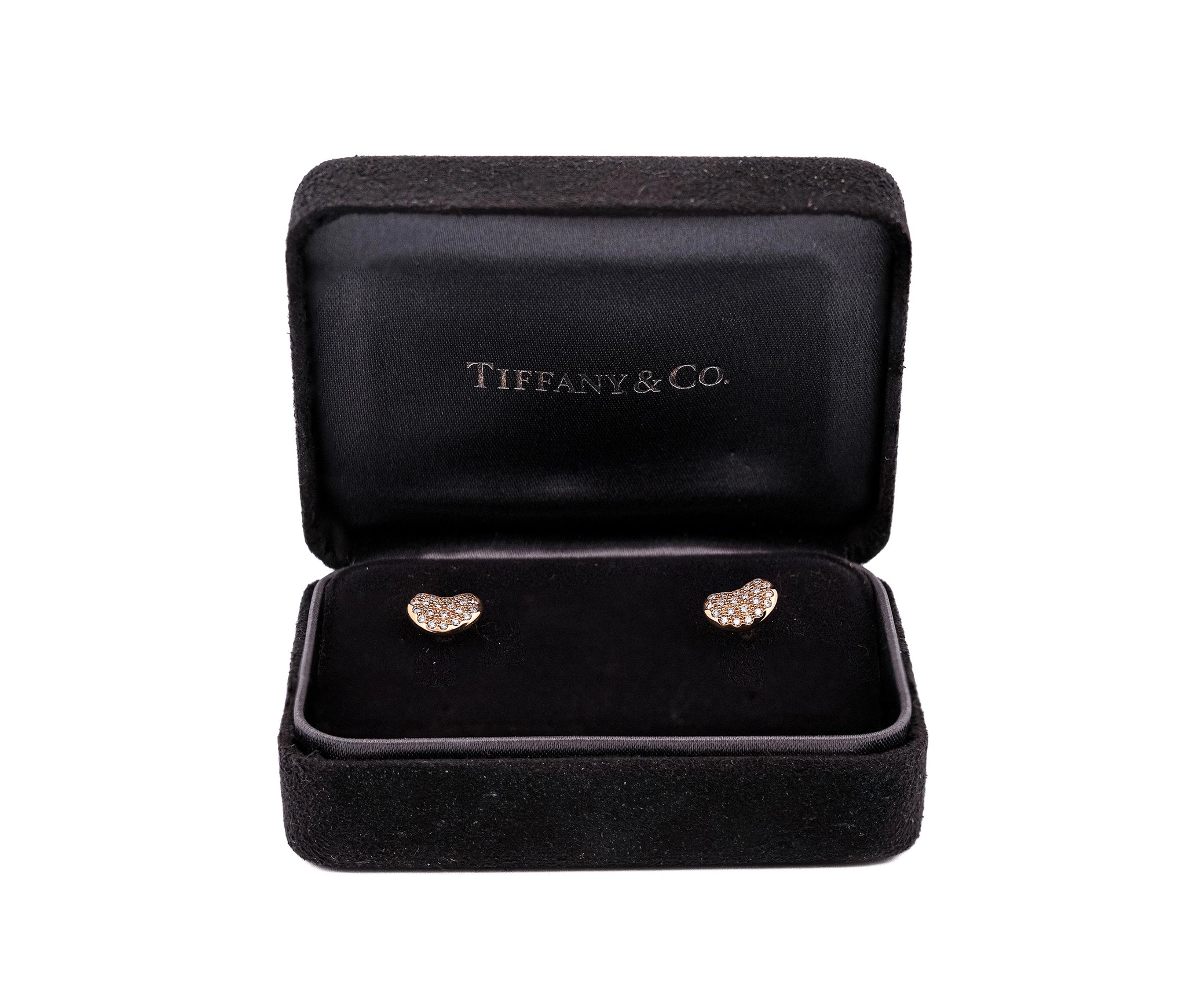 Tiffany & Co. 18k Rose Gold Diamond Bean Earrings by Elsa Peretti