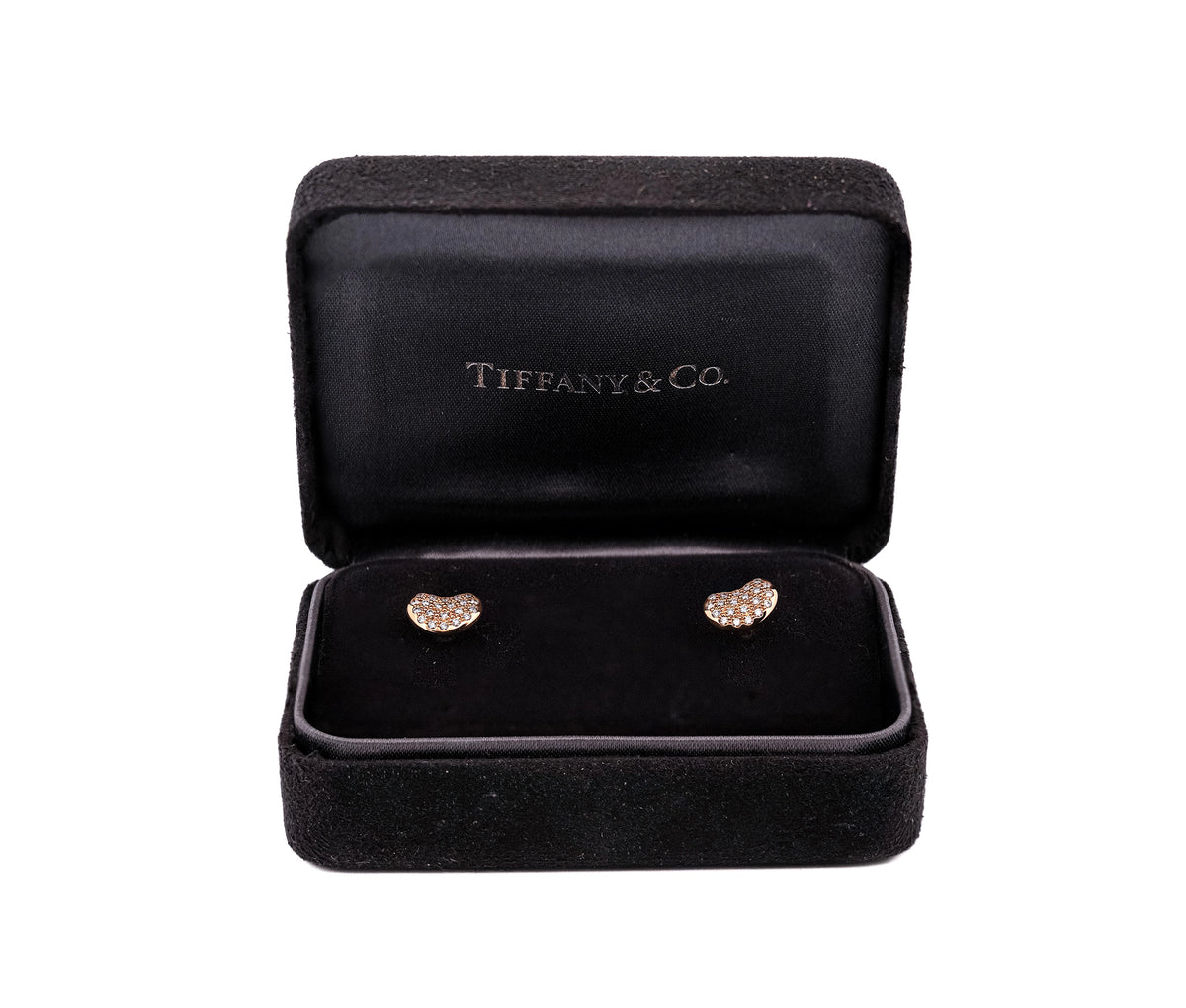 Tiffany & Co. 18k Rose Gold Diamond Bean Earrings by Elsa Peretti