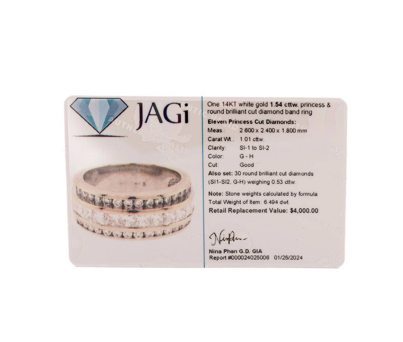 14K White Gold Diamond Band