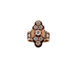 Antique 14K Yellow Gold 0.85Ct Diamond and Enamel Ring