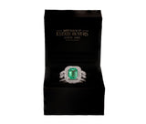 Platinum 2.06ct Emerald and 1.18ct Diamond Halo Ring