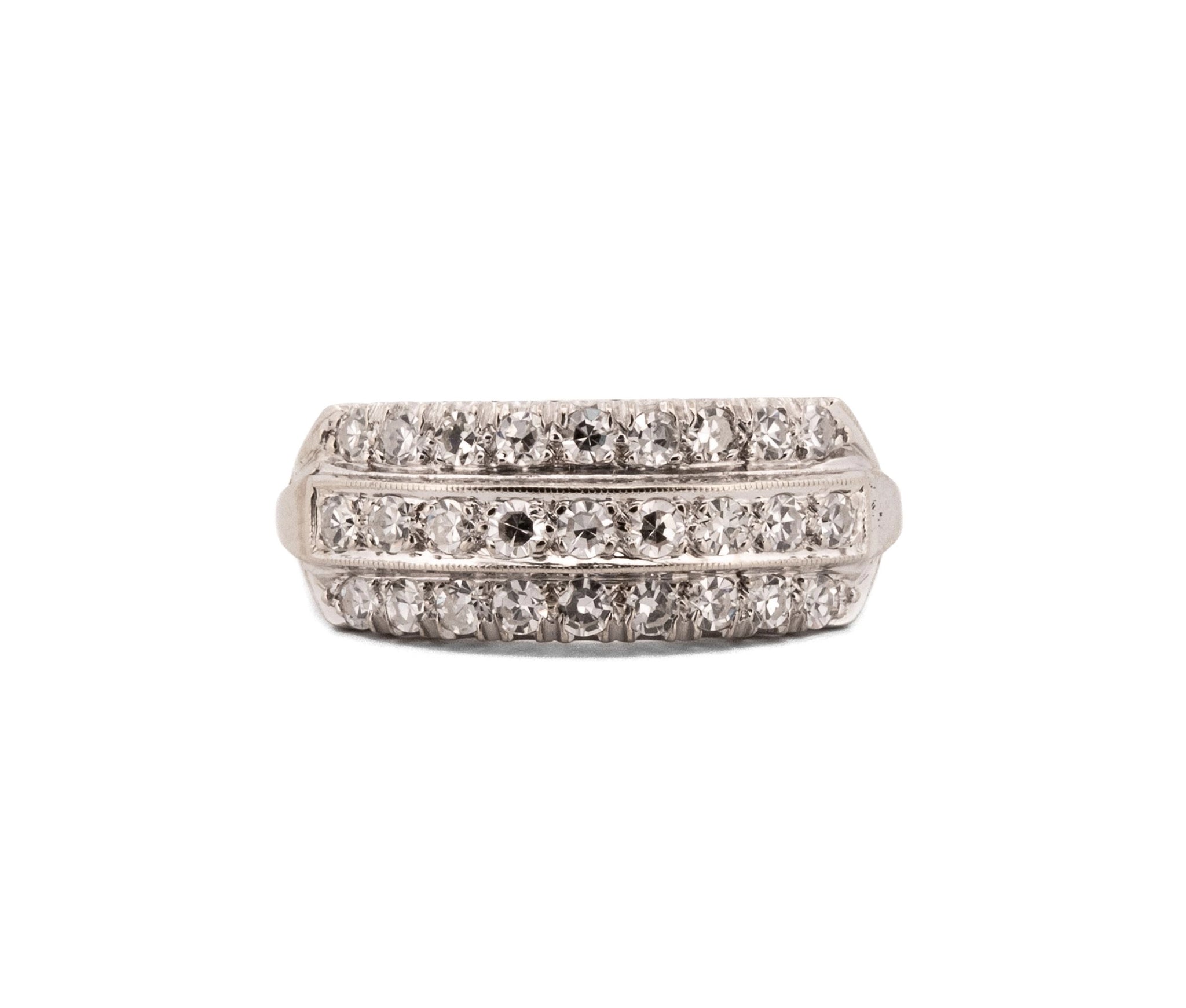 Antique 14K White Gold Diamond Band