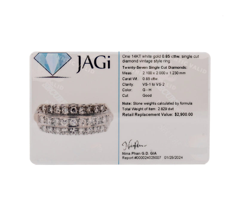 Antique 14K White Gold Diamond Band