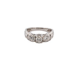 14K White Gold .88ct Diamond Trinity Engagement Ring