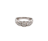 14K White Gold .88ct Diamond Trinity Engagement Ring