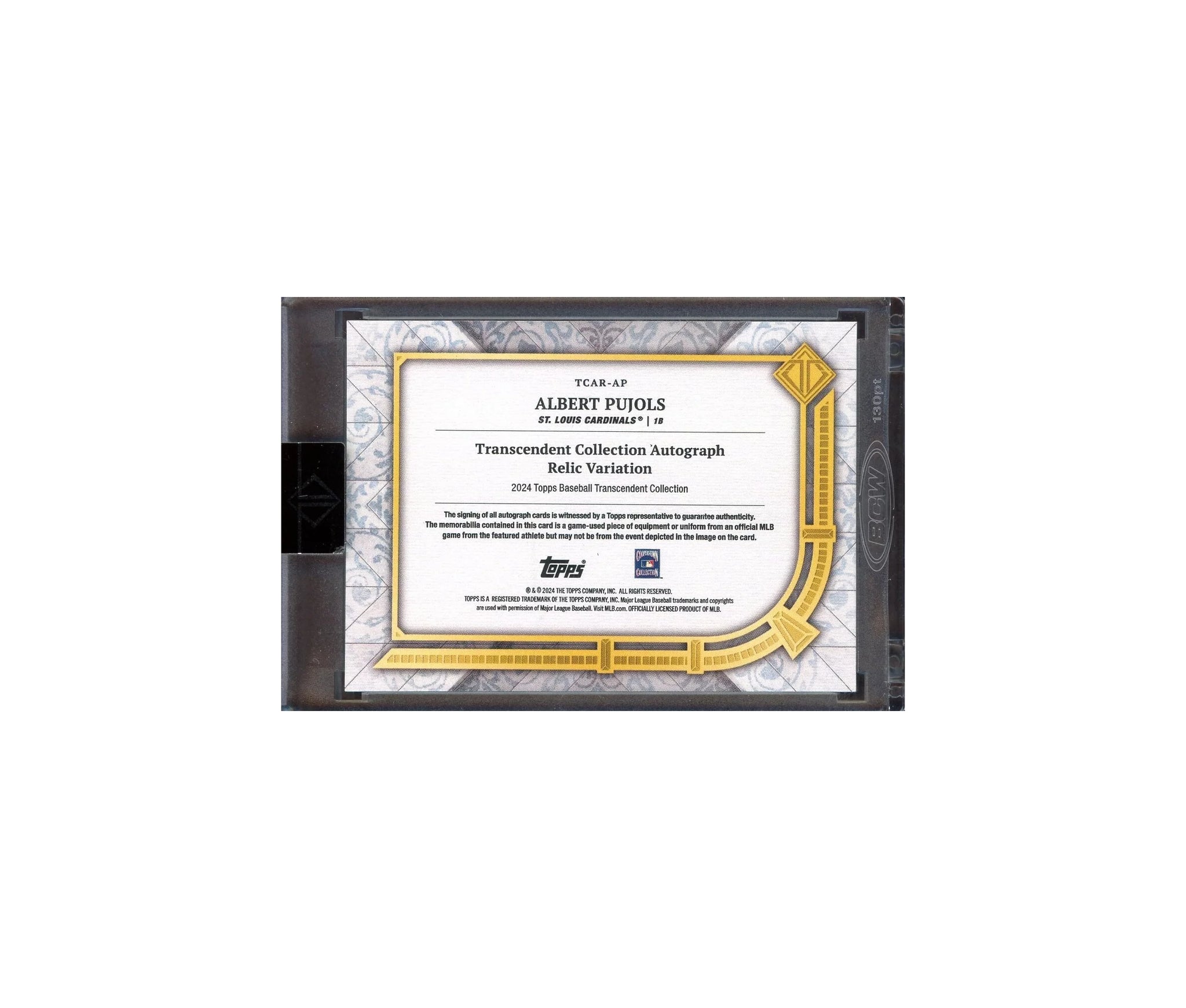 2024 Topps Transcendent Blue Variation Albert Pujols Game Used Patch Auto /10