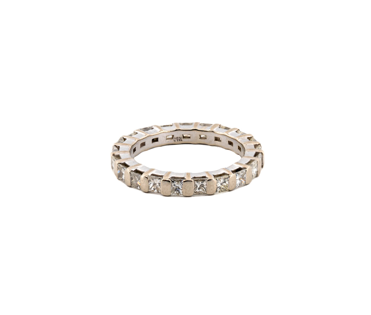 14K White Gold Princess Cut Diamond Eternity Ring – 1.27 CTW