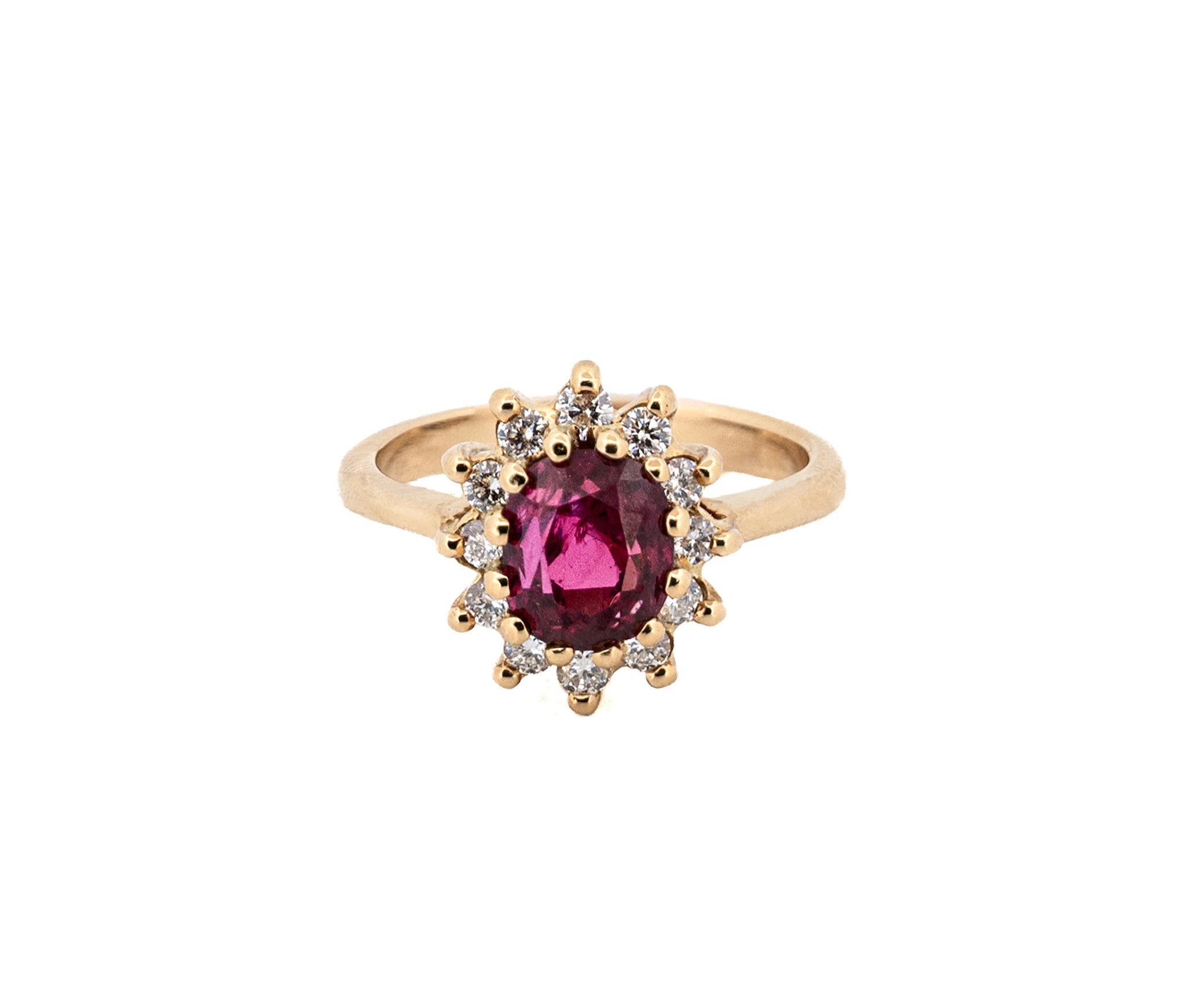 18K Yellow Gold Ruby and Diamond Ballerina Ring