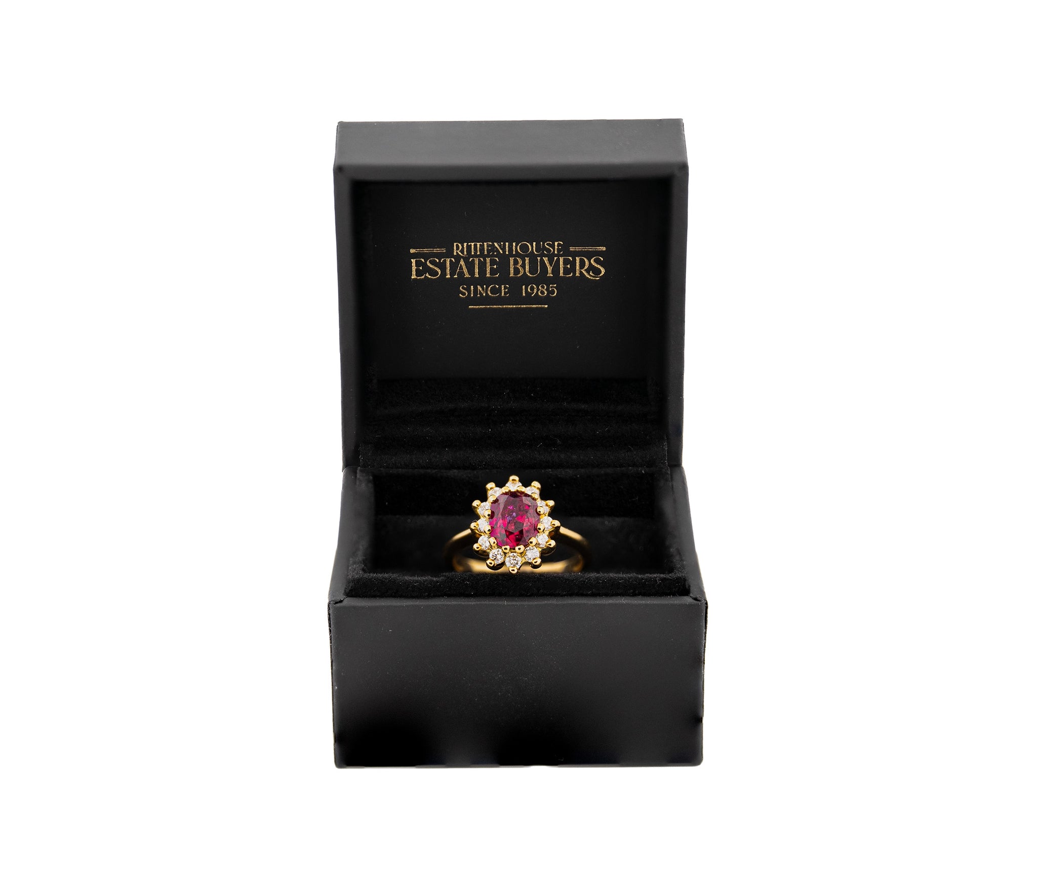 18K Yellow Gold Ruby and Diamond Ballerina Ring
