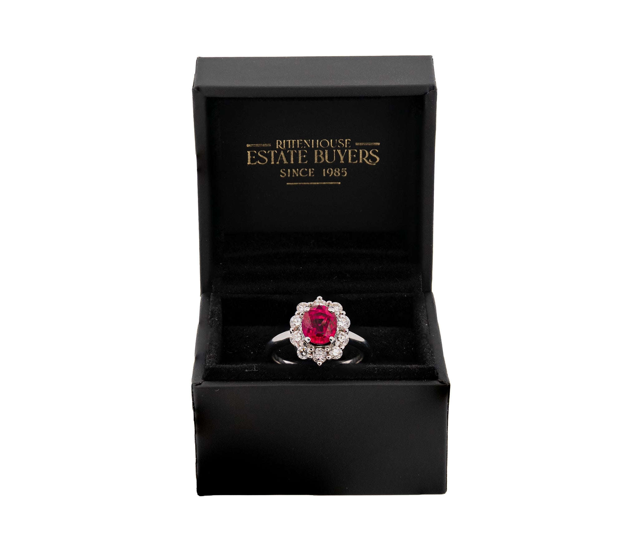 18K White Gold Diamond & Ruby Ring