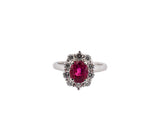 18K White Gold Diamond & Ruby Ring