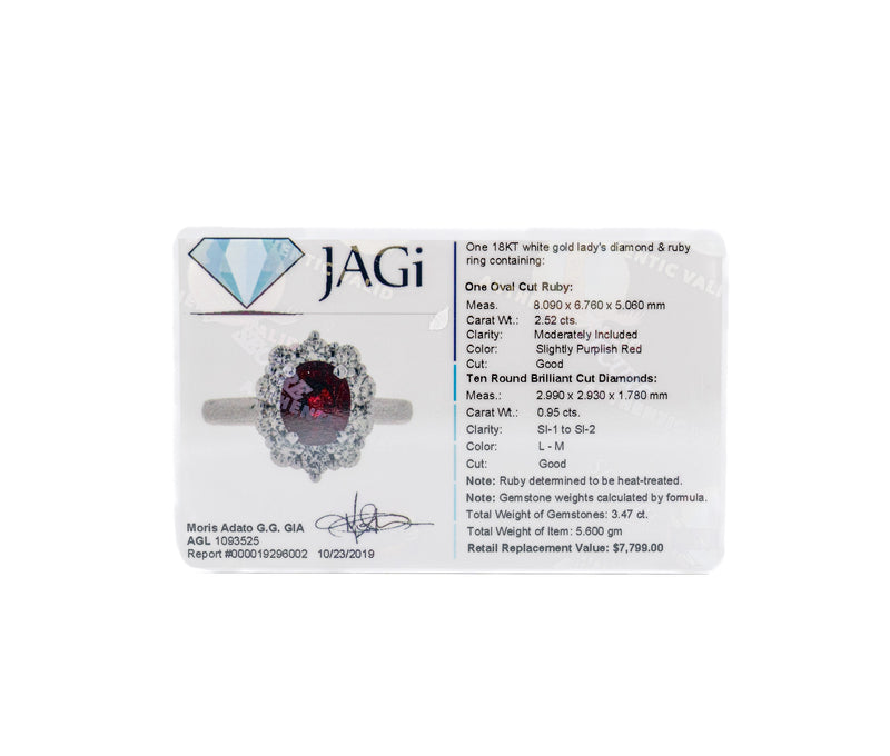 18K White Gold Diamond & Ruby Ring