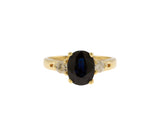 14K Yellow Gold Diamond and Natural Sapphire Cathedral Style Ring