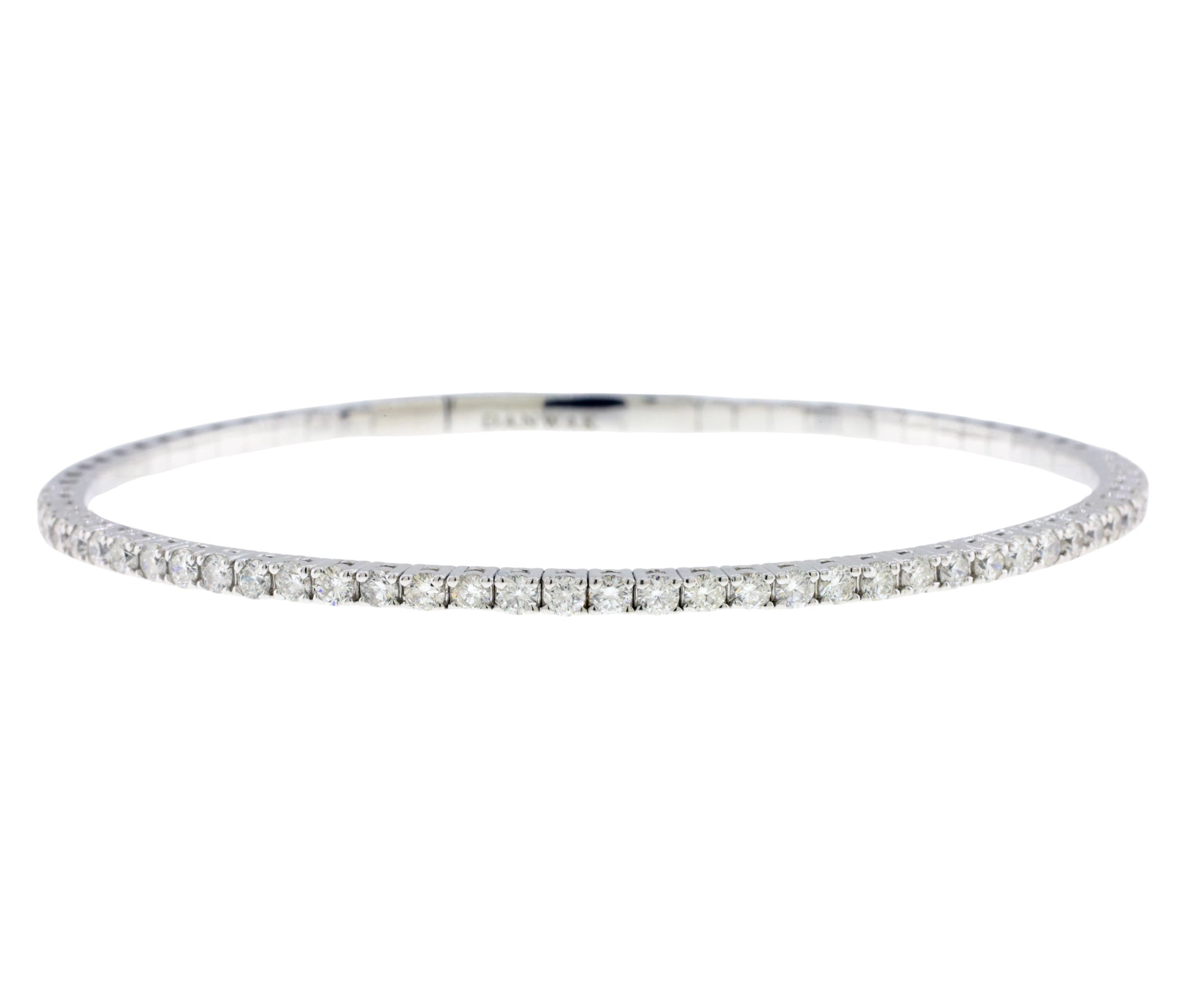 14K White Gold Danwak 1.56Ct Diamond Flexible Bangle Bracelet