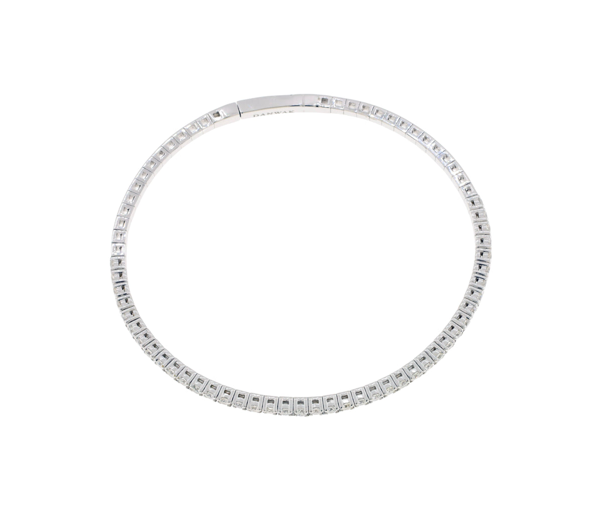 14K White Gold Danwak 1.56Ct Diamond Flexible Bangle Bracelet