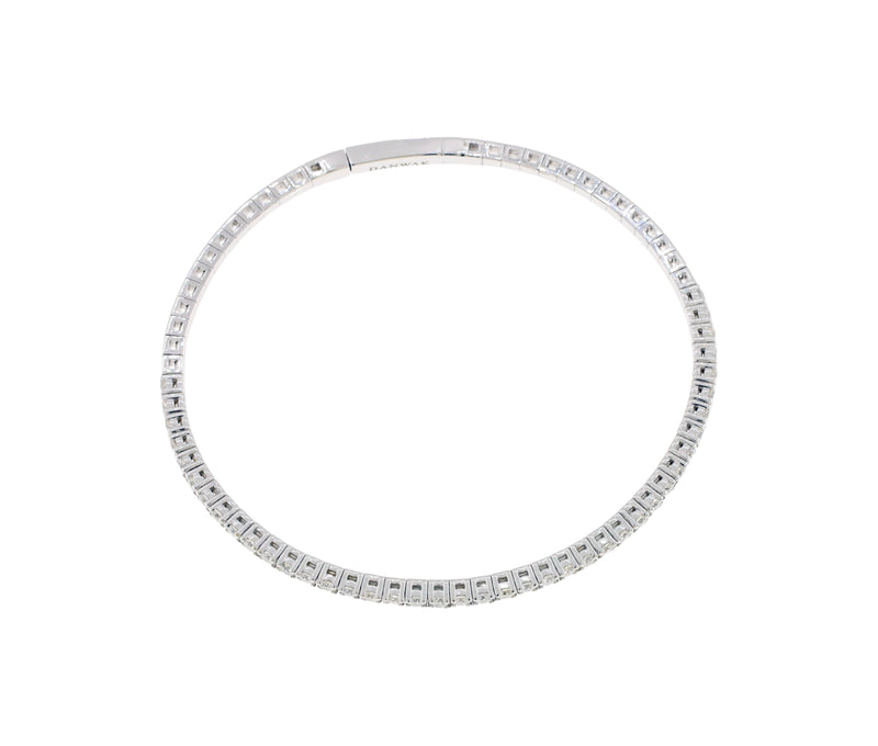 14K White Gold Danwak 1.56Ct Diamond Flexible Bangle Bracelet