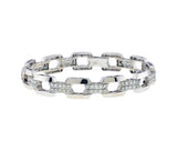 14K White Gold Cushion Shaped Link 3.14 cttw. Diamond Bracelet