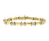 14K Yellow & White Gold Bar Link 1.21 cttw. Diamond Bracelet