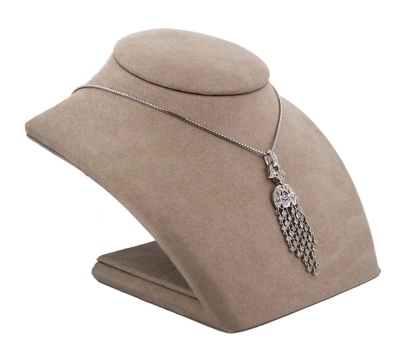 18K White Gold .77cttw Diamond Drop Dangle Pendant Necklace