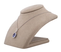 18K White Gold 4.81ct. Tanzanite & .35 cttw. Diamond Halo Style Pendant Necklace