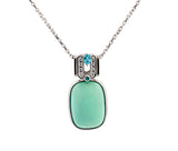 18K White Gold & Platinum Turquoise, Tourmaline, & Diamond Pendant Necklace