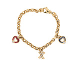 18K Yellow Gold Charles Krypell Sapphire, Ruby, & Diamond Charm Bracelet