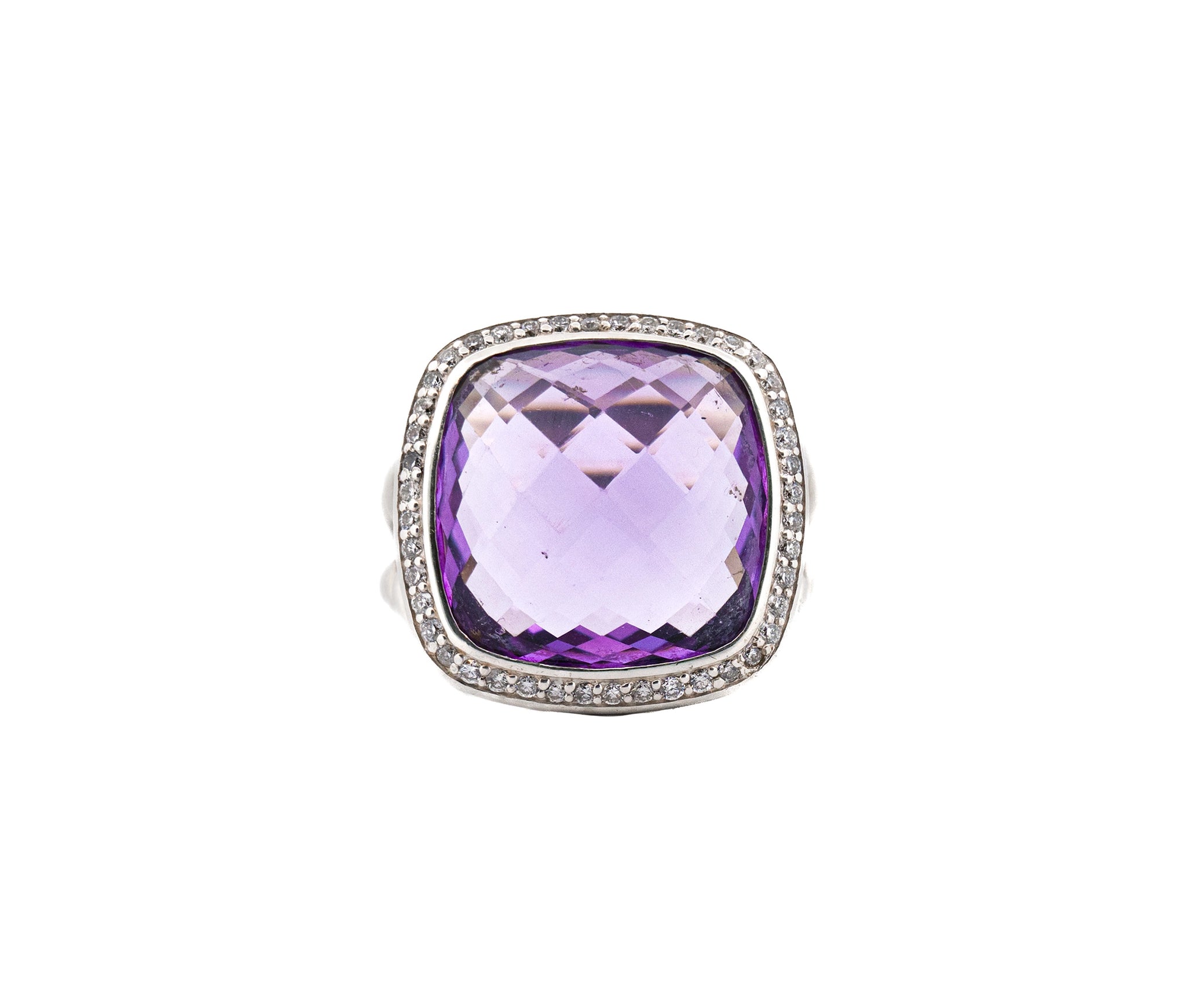 David Yurman Albion Amethyst and Diamond Ring 15mm