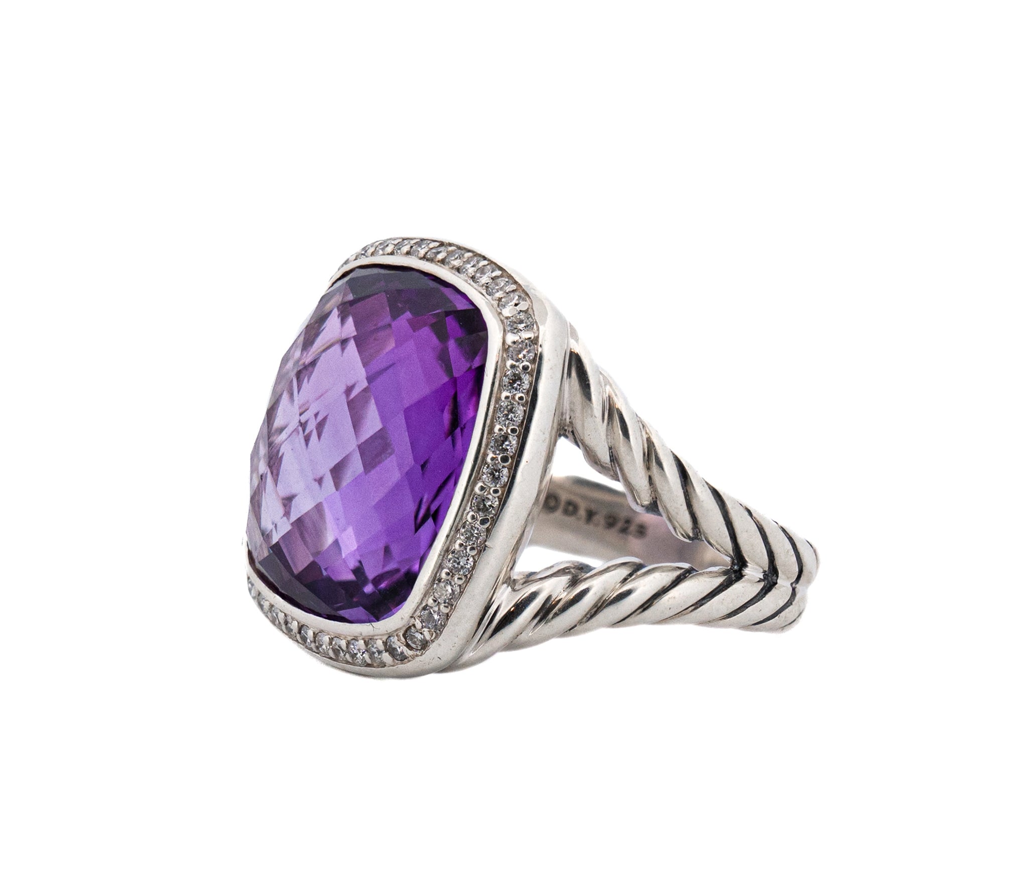 David Yurman Albion Amethyst and Diamond Ring 15mm
