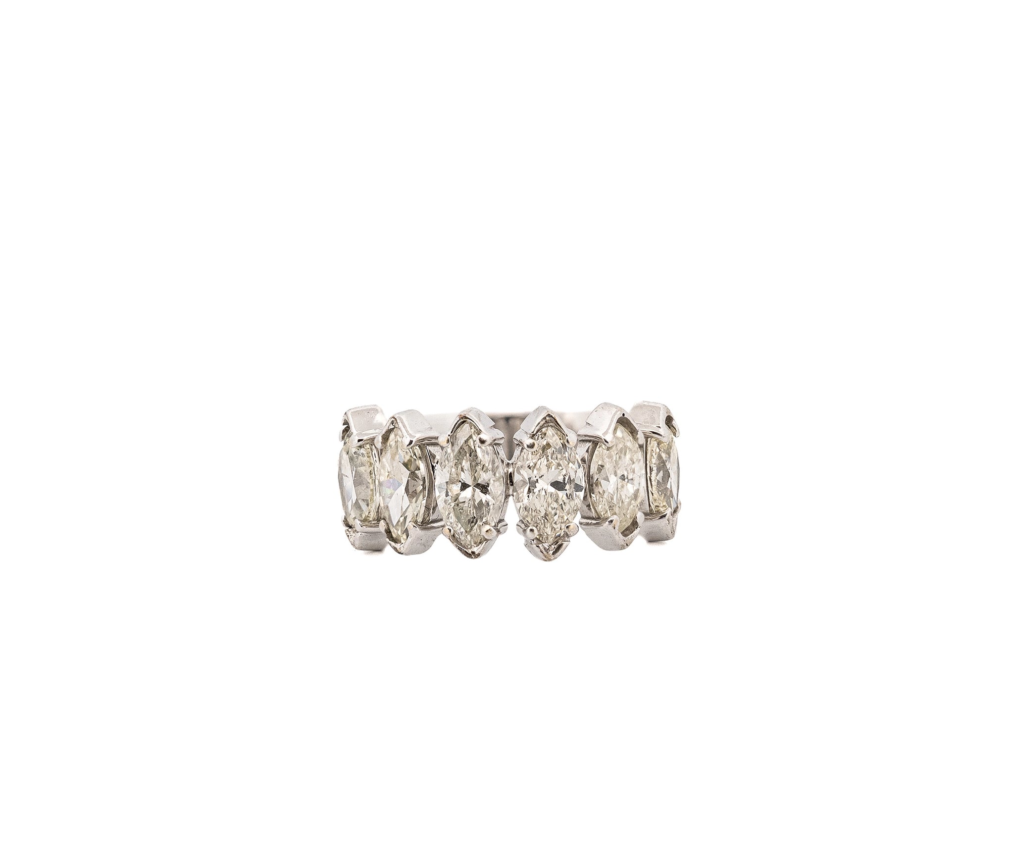 14K White Gold 3.05 cttw Marquise Diamond Half Eternity Band