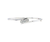 14K White Gold 0.70Ct Diamond Flower Design Bypass Hinge Bangle Bracelet