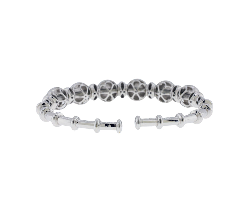 18K White Gold 0.52Ct Diamond Bead Design Cuff Bracelet