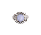14K White Gold 5.33ct Natural Star Sapphire & 0.40 cttw. Diamond Ring