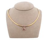 14K Yellow Gold Omega Link with Diamond & Pyrope-Almandine Garnet Necklace