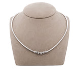 14K White Gold 5 Bezel Set Diamond Omega Necklace