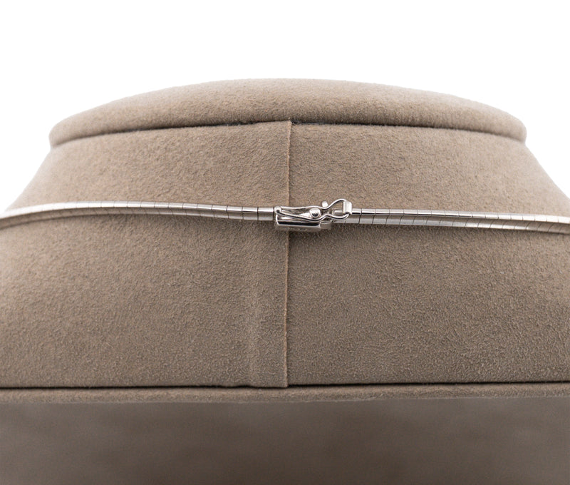 14K White Gold 5 Bezel Set Diamond Omega Necklace