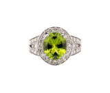 14K White Gold 4.77ct Peridot and Diamond Ring
