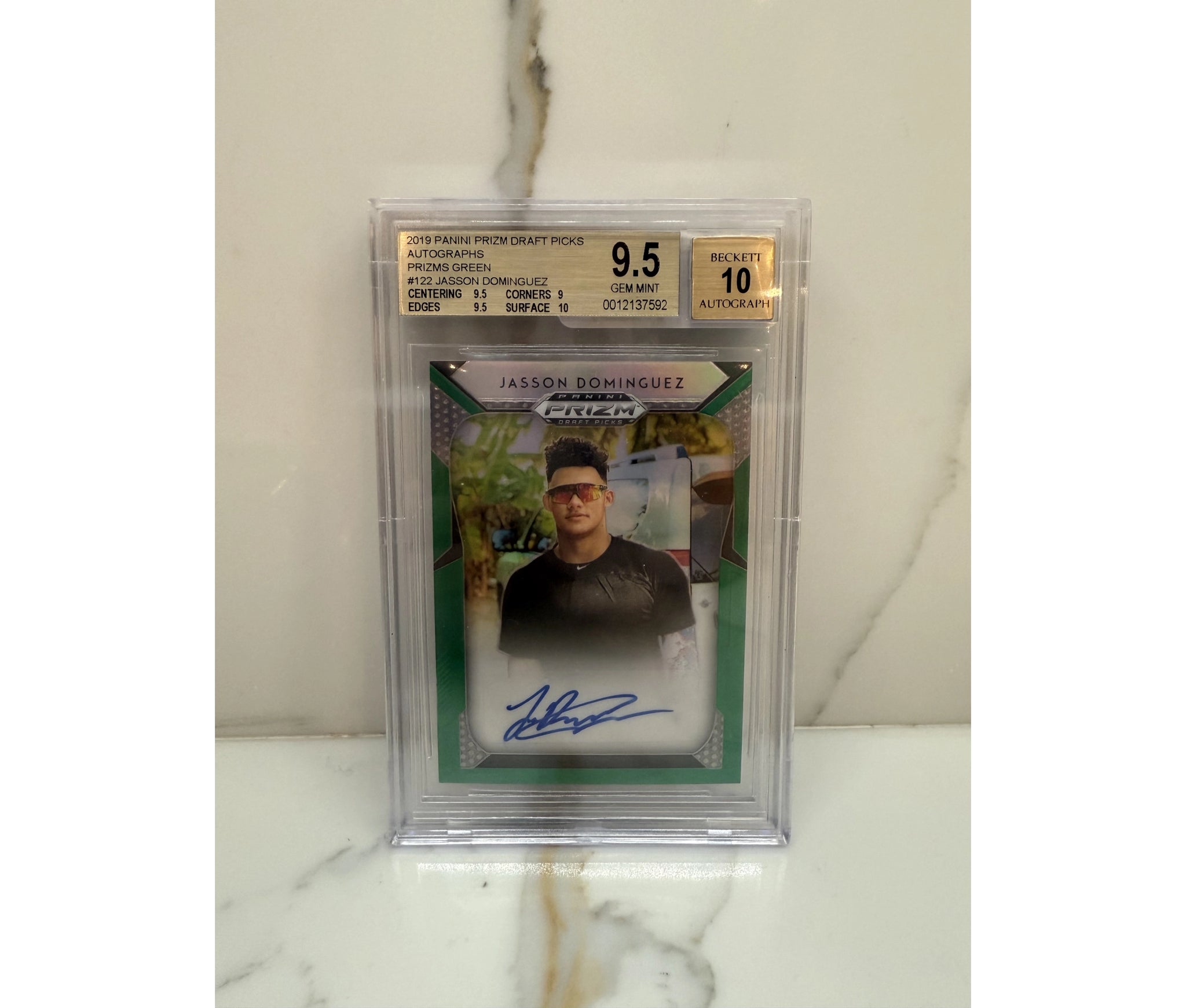 2019 Panini Prizm Draft Picks Jasson Dominguez Prizm Green Autograph