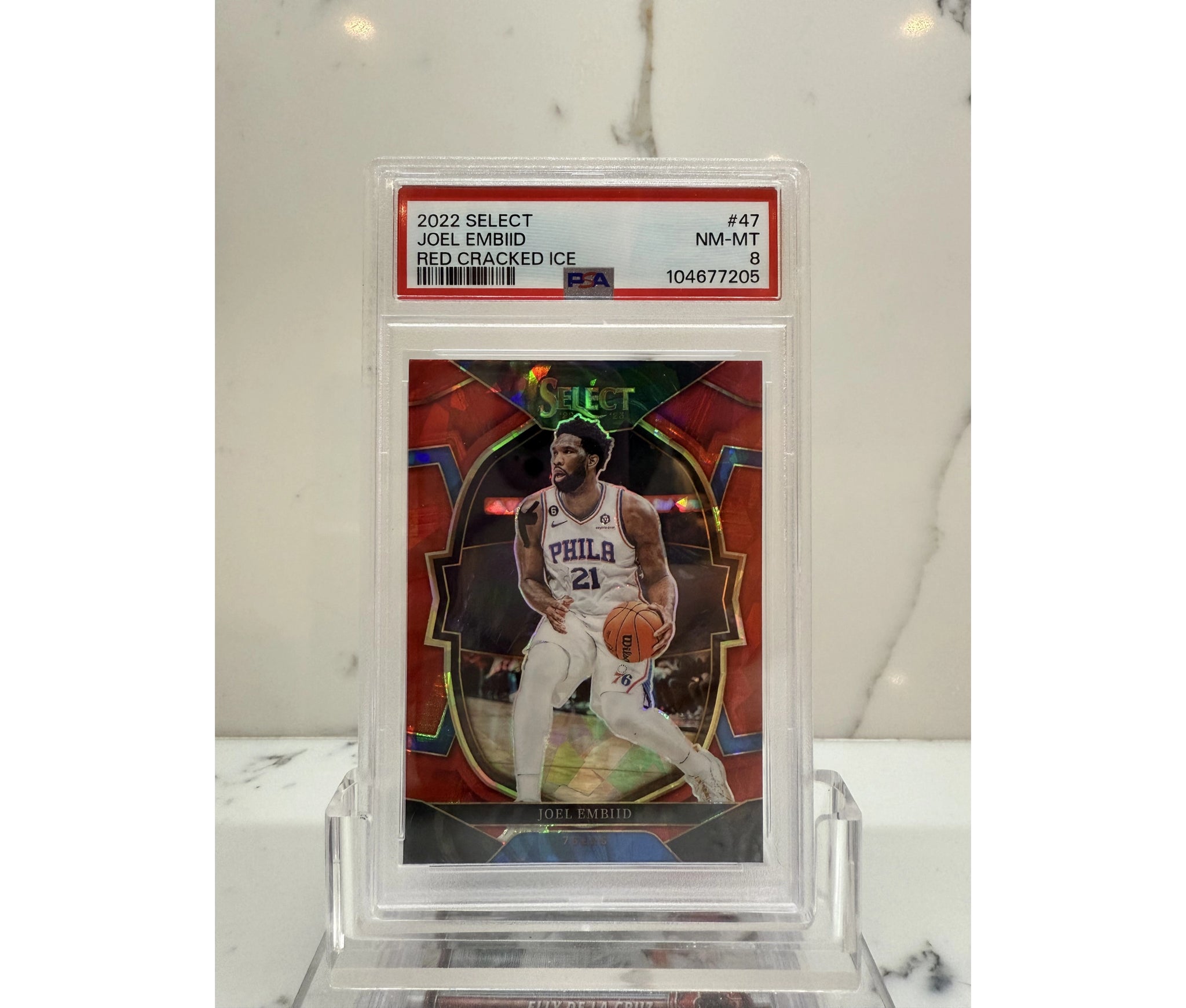 2022 Panini Prizm Select Joel Embiid Red Cracked Ice