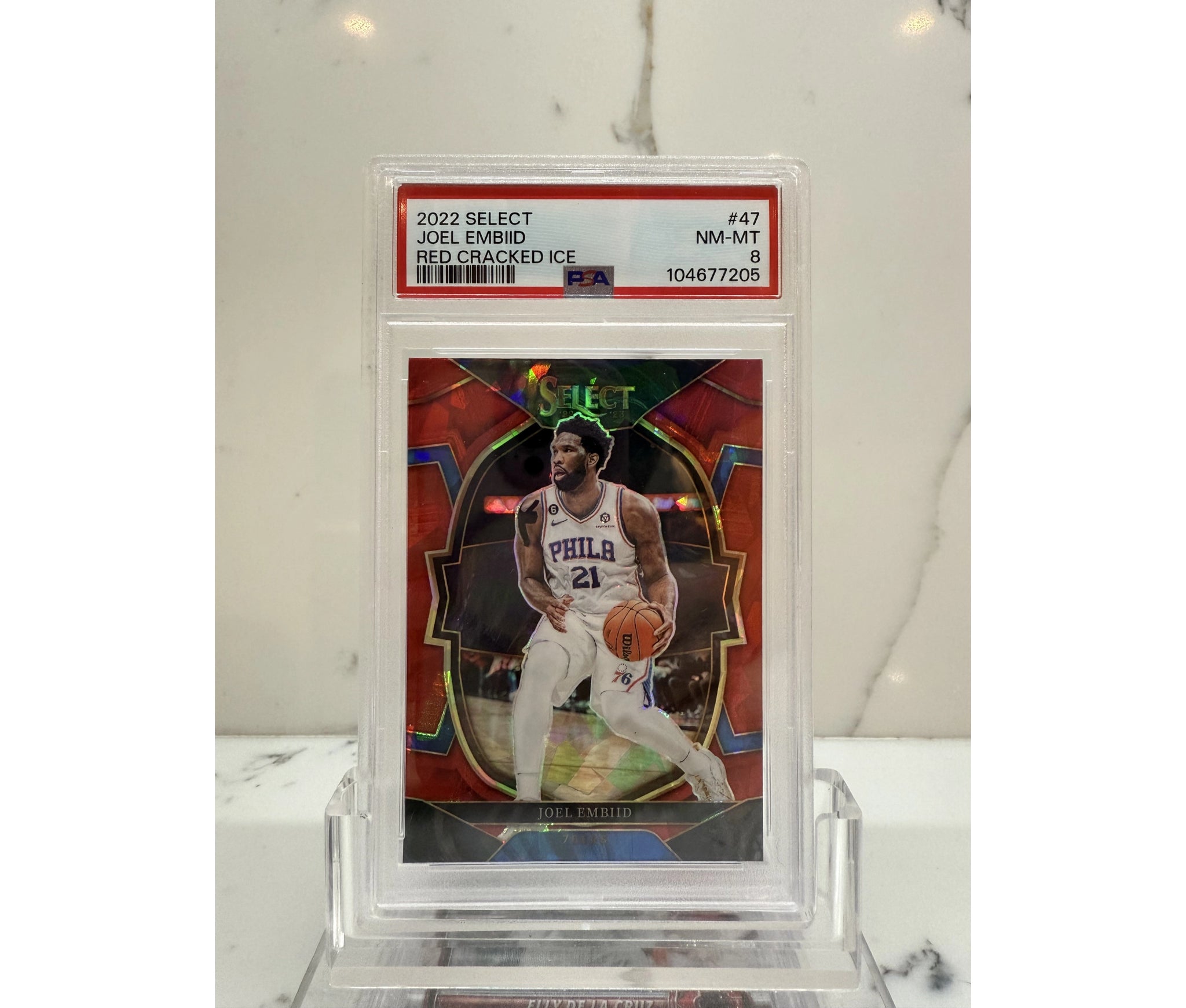 2022 Panini Prizm Select Joel Embiid Red Cracked Ice