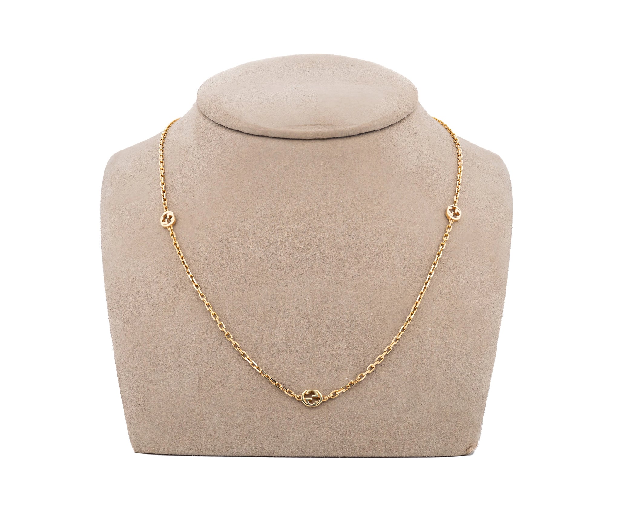 Gucci 18K Interlocking Station Necklace