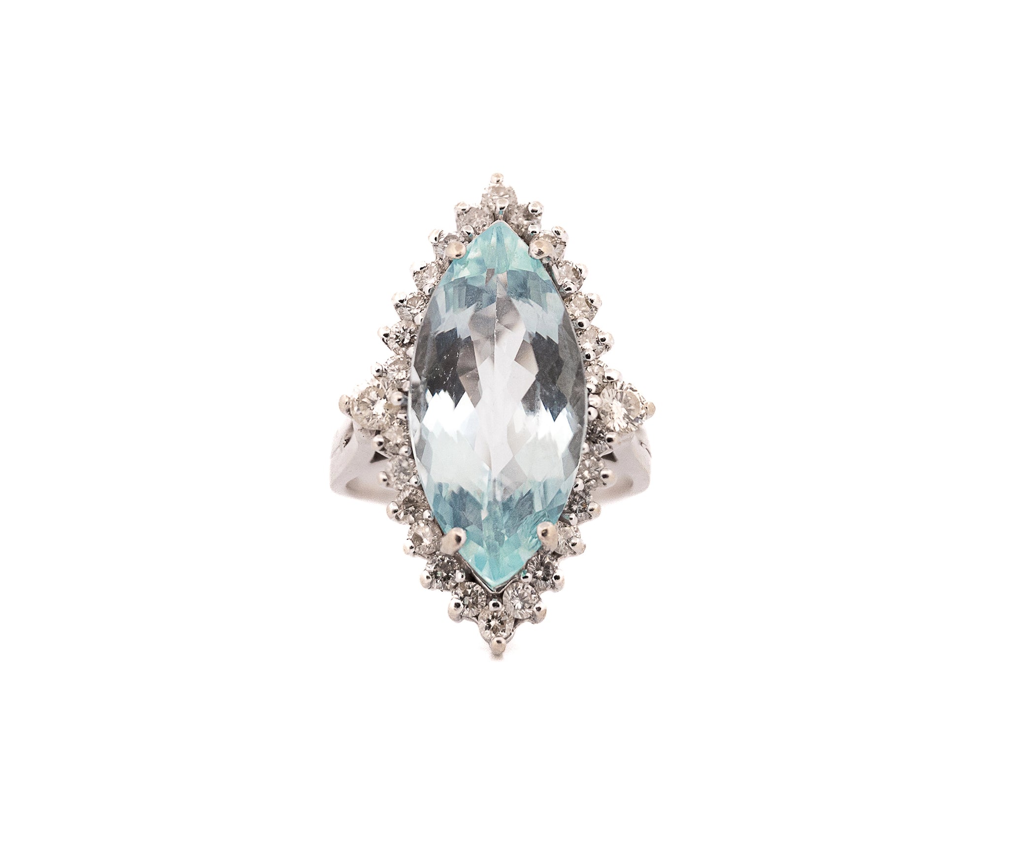 14KT White Gold Aquamarine Gemstone Ring