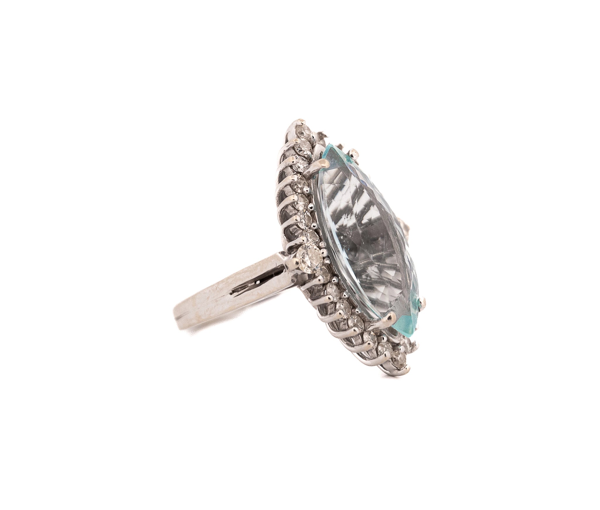 14KT White Gold Aquamarine Gemstone Ring