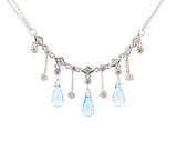 14K White Gold and Aquamarine Drop Necklace