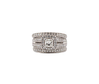 14K WG 0.59ct  Square Mod Brilliant IGI Certified Diamond Ring & Band Set