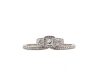 14K WG 0.59ct  Square Mod Brilliant IGI Certified Diamond Ring & Band Set