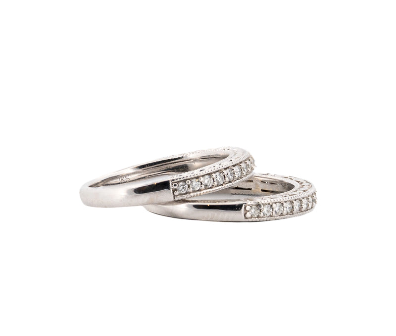 14K WG 0.59ct  Square Mod Brilliant IGI Certified Diamond Ring & Band Set