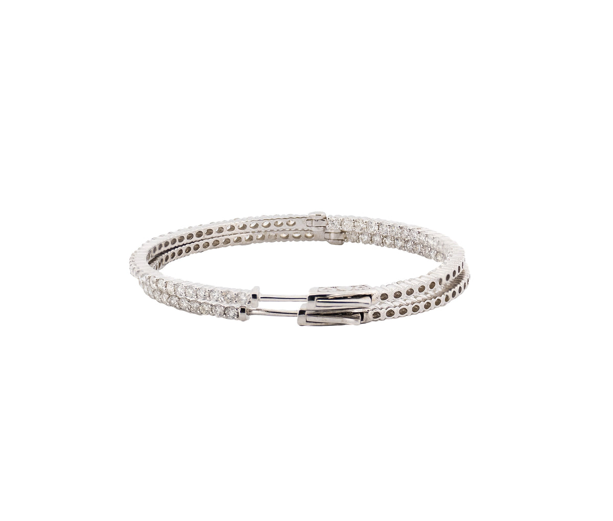 14K White Gold Inside Out Diamond Hoop Earrings 2.68Ct