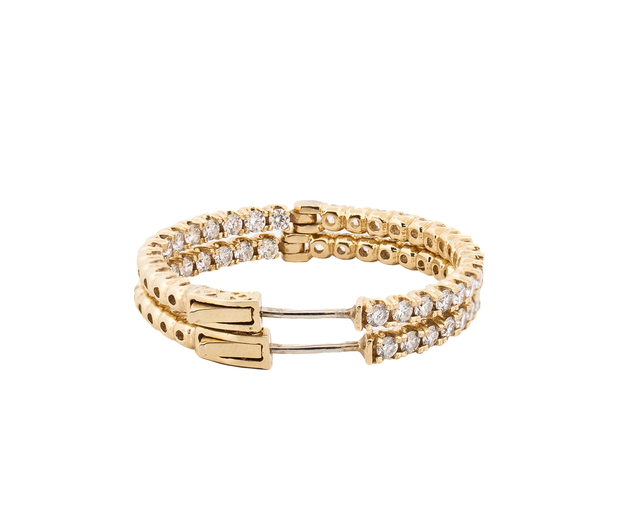 14K Yellow Gold 3.00Ct Inside-out Diamond Hoop Earrings