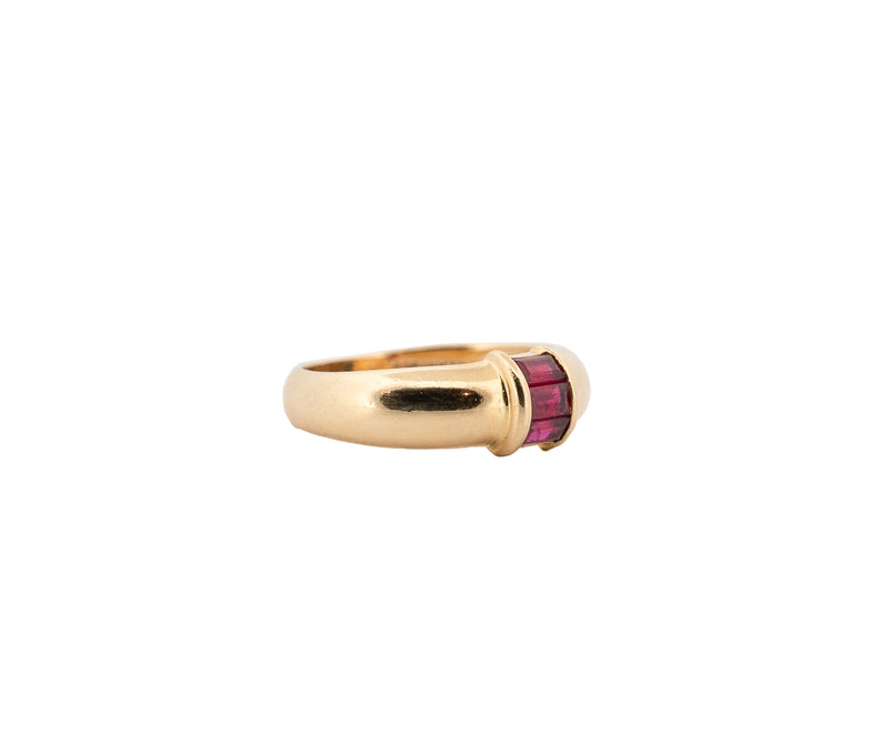 Tiffany & Co. 1990s Red Ruby 18 Karat Yellow Gold Vintage Stacking Band Ring