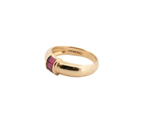 Tiffany & Co. 1990s Red Ruby 18 Karat Yellow Gold Vintage Stacking Band Ring